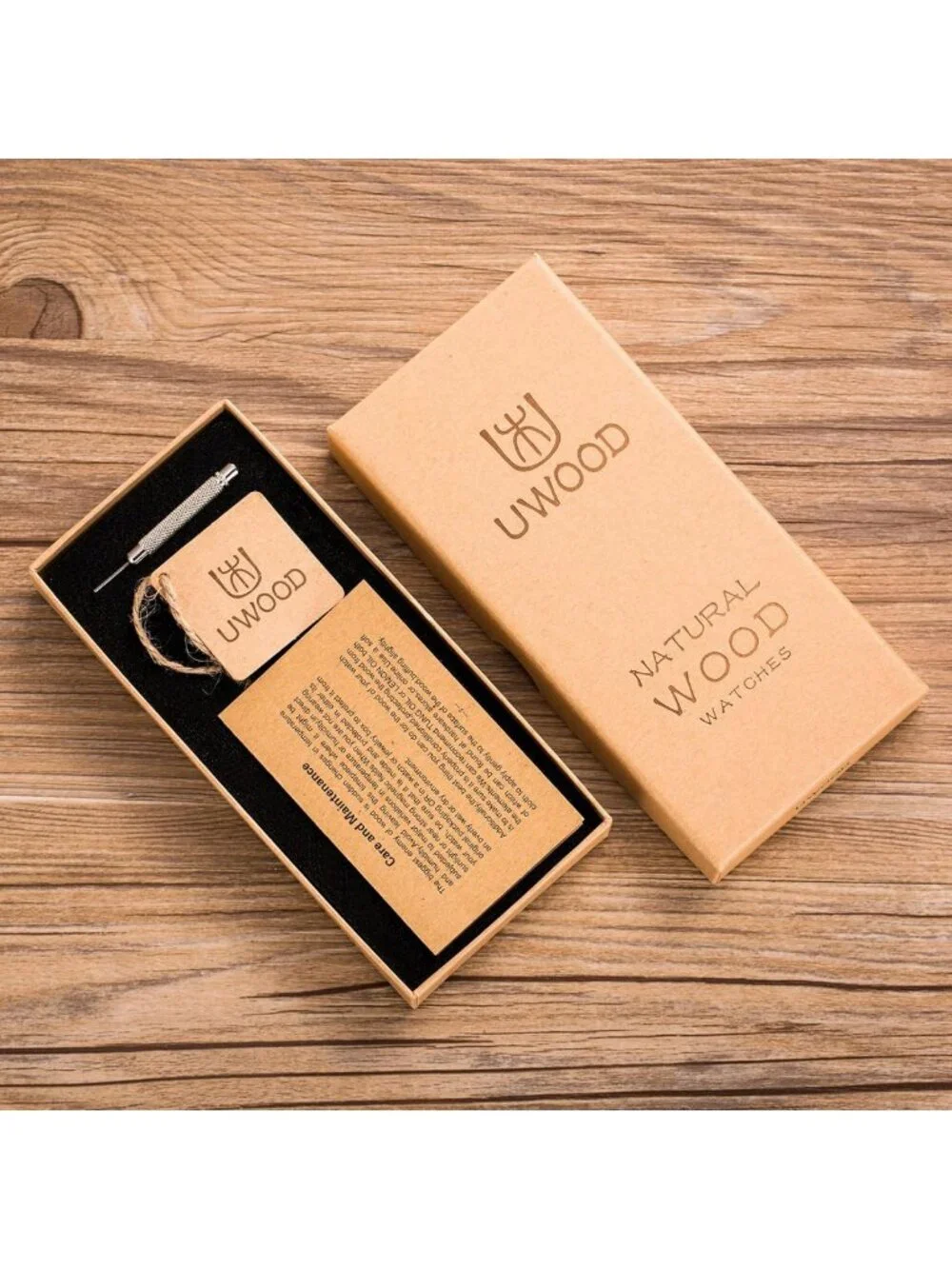Natural Handmade Wooden Watch 40mm Unisex with Adjustable Band & Gift Box